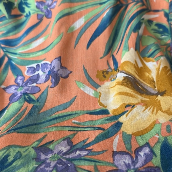 PHILOSOPHY | Anthropologie Orange & Green Casual Button Down Short Sleeve Shirt - Picture 4 of 10